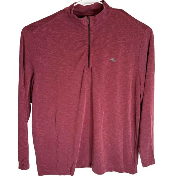 Tommy Bahama Men's Quarter Zip Knitted Mock Neck Sweatshirt Red Size XXXL - Picture 1 of 6